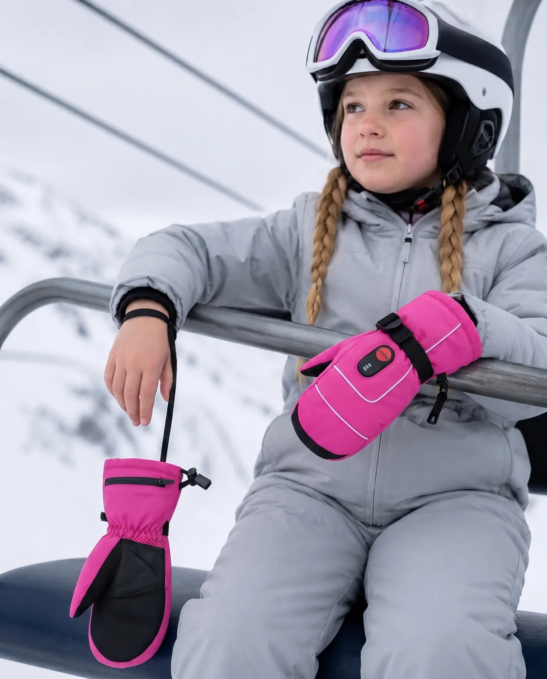 Secure Strap - Savior Heat SKGL01MP Kids Heated Mittens Pink