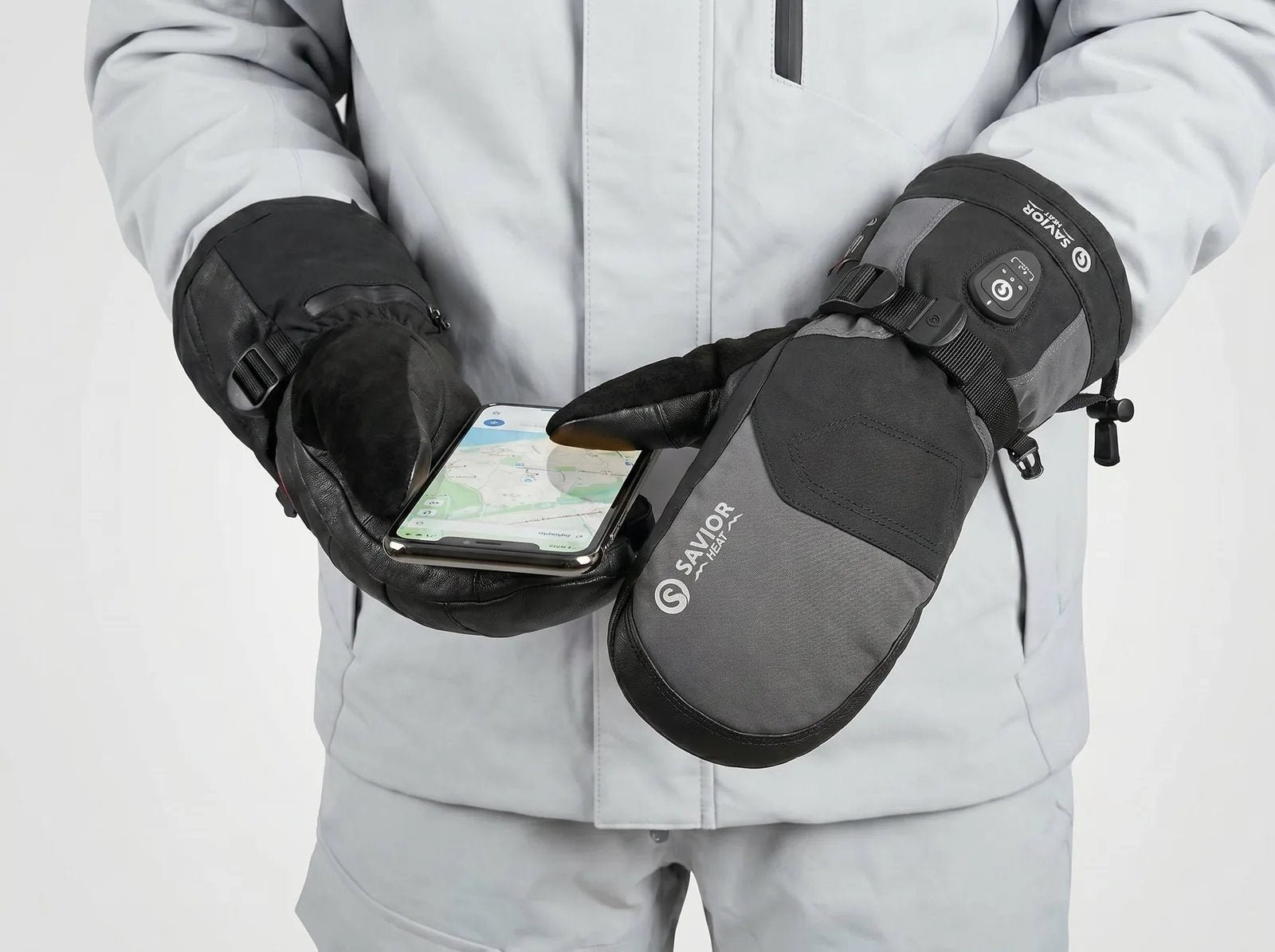 Touchscreen Friendly - Savior Heat SKGP02MS App-Control Heated Ski Mittens 2.0