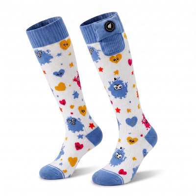 Monster-Print Kids Heated Ski Socks 01