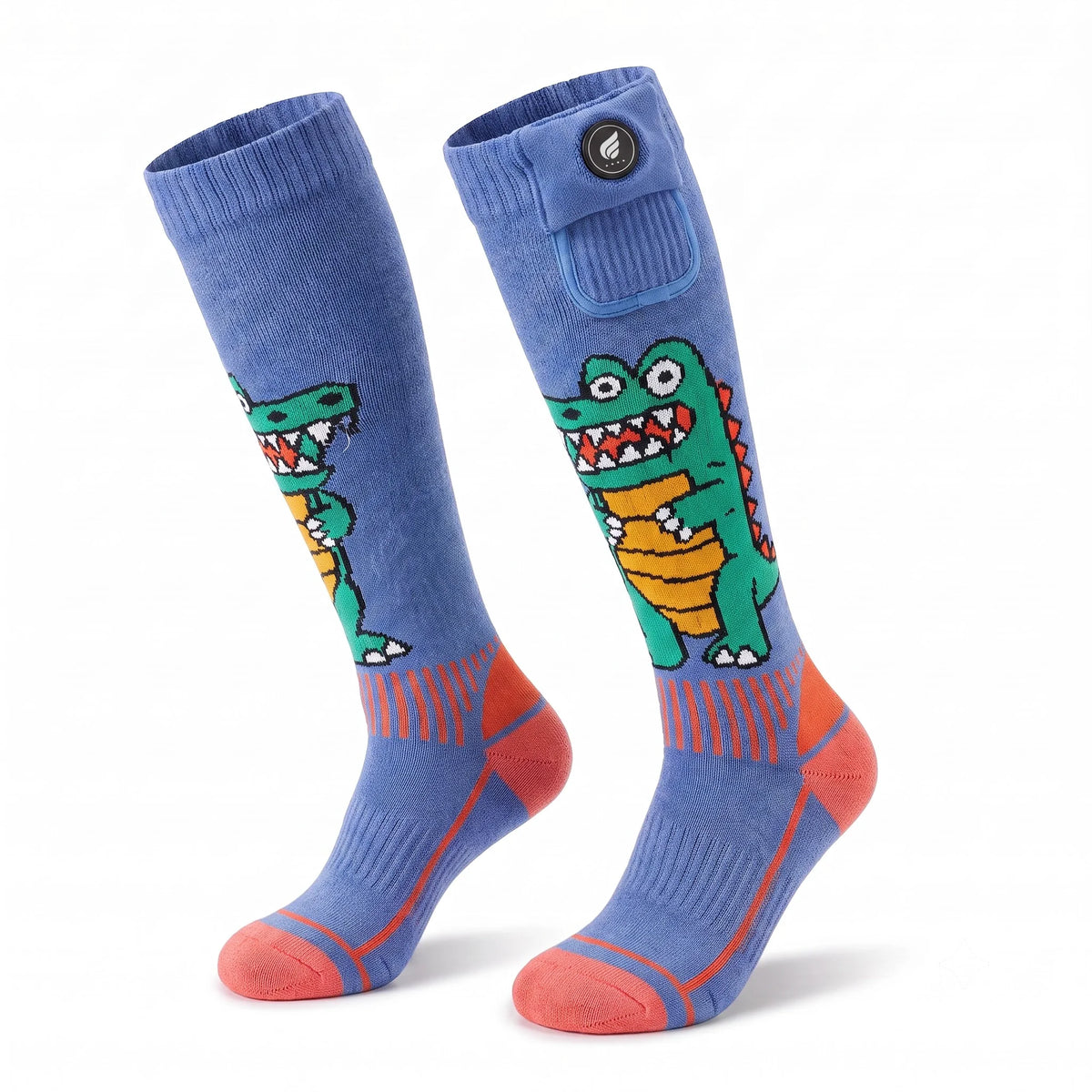 Crocodile-Print Kids Heated Ski Socks 01