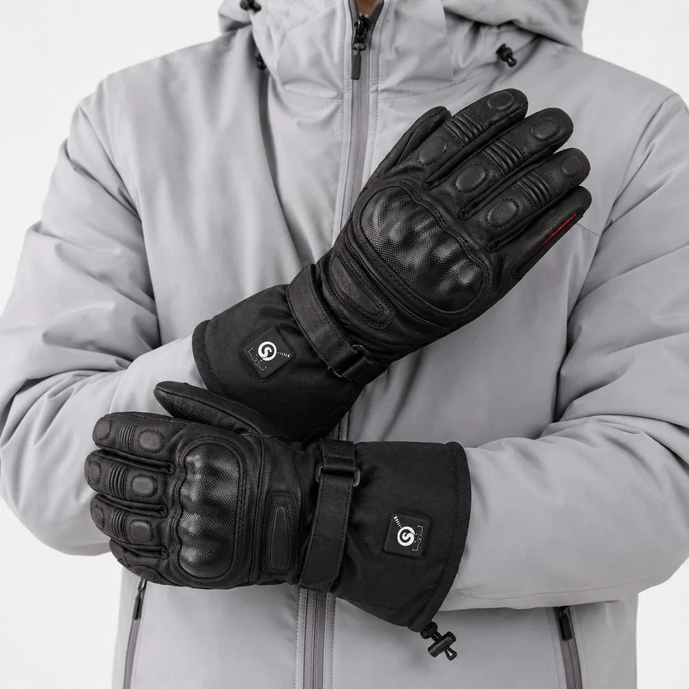 Savior Heat SDW03 Heated Motorcycle Gloves worn by model