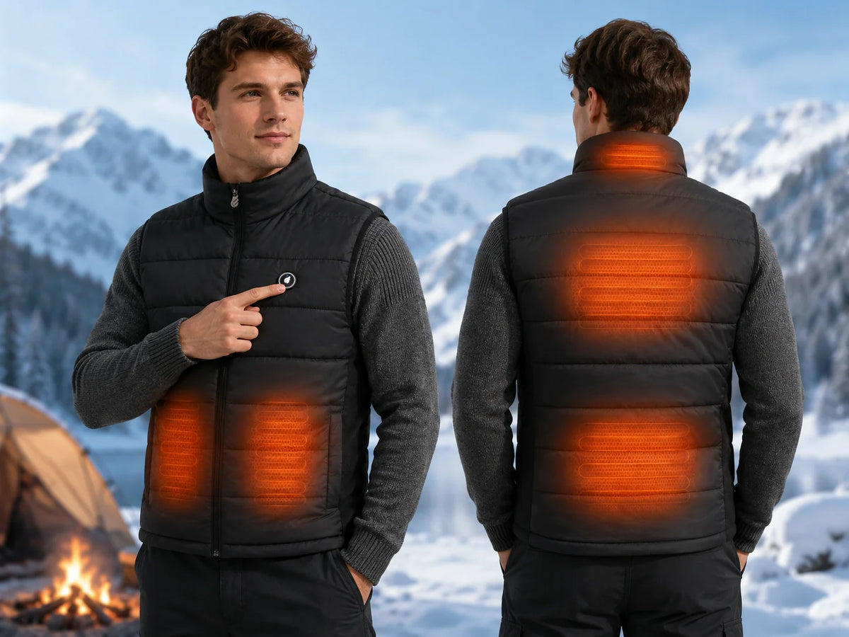 Rapid 5-Zone Heating - Savior Heat Men's Stretch-Side Heated Vest