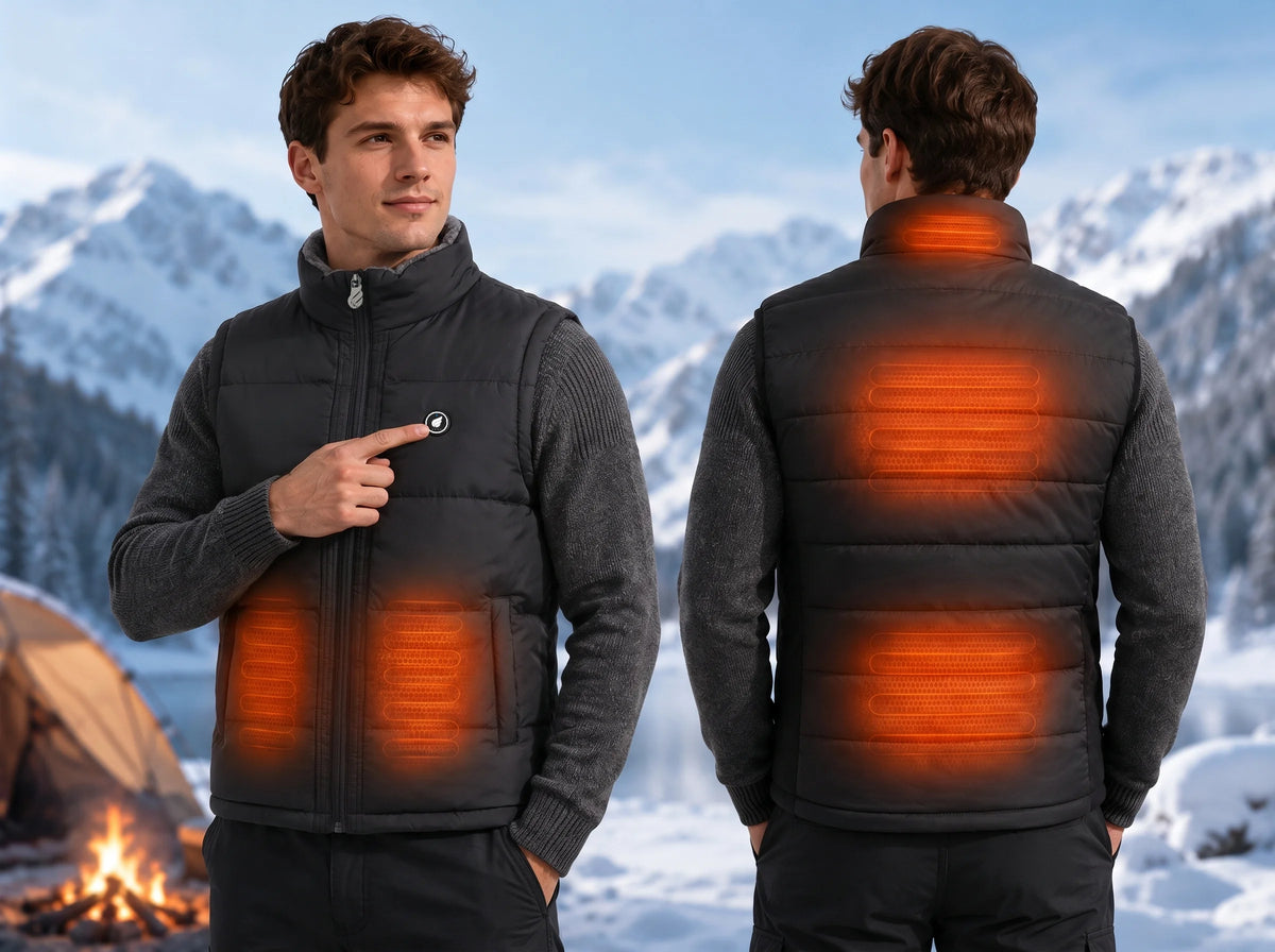 Rapid 5-Zone Heating - Savior Heat Men's Drawcord-Hem Heated Vest