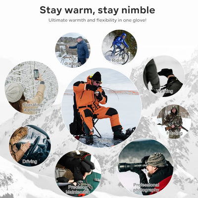 Fold Back Heated Fishing Gloves detail view