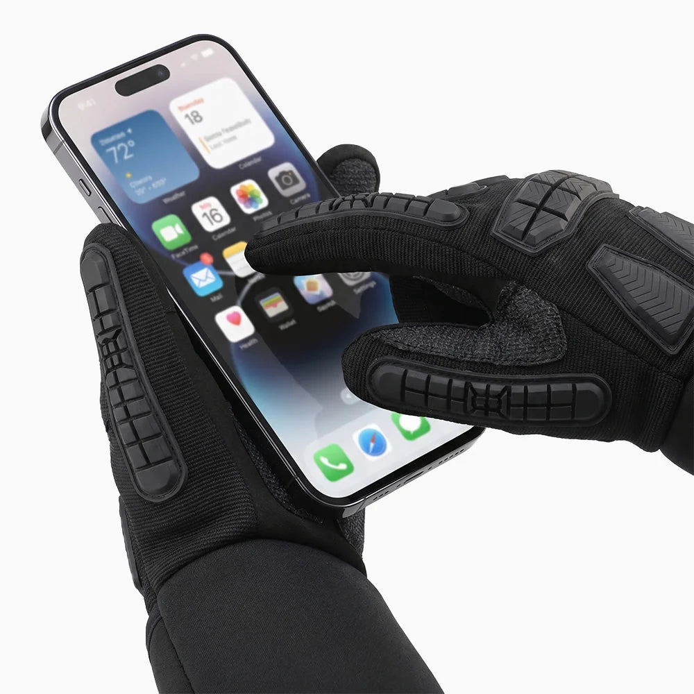 Touchscreen compatible fingertips on Impact Protective Heated Work Gloves