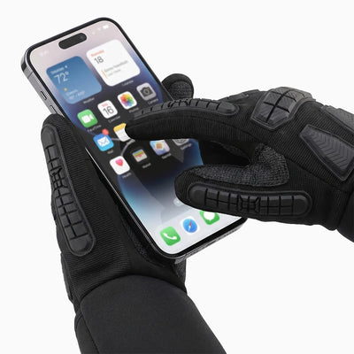 Touchscreen compatible fingertips on Impact Protective Heated Work Gloves