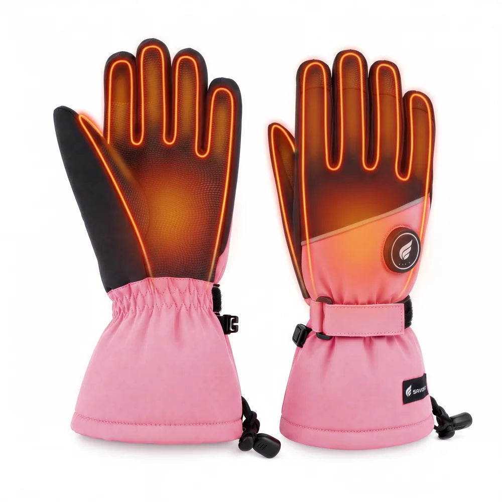 Heating zone coverage on Savior Heat Snow-Ready Lightweight Kids Heated Ski Gloves