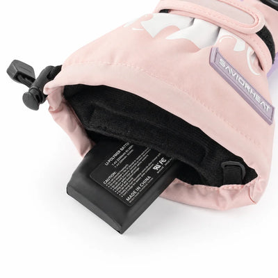 Savior Heat Bear-Print Kids Heated Ski Gloves sized for kids