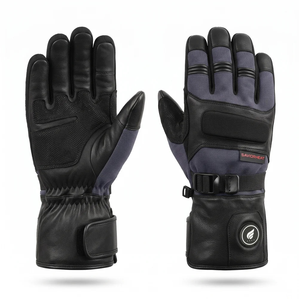 Savior Heat Goatskin Leather Heated Work Gloves - Pro Black main product view