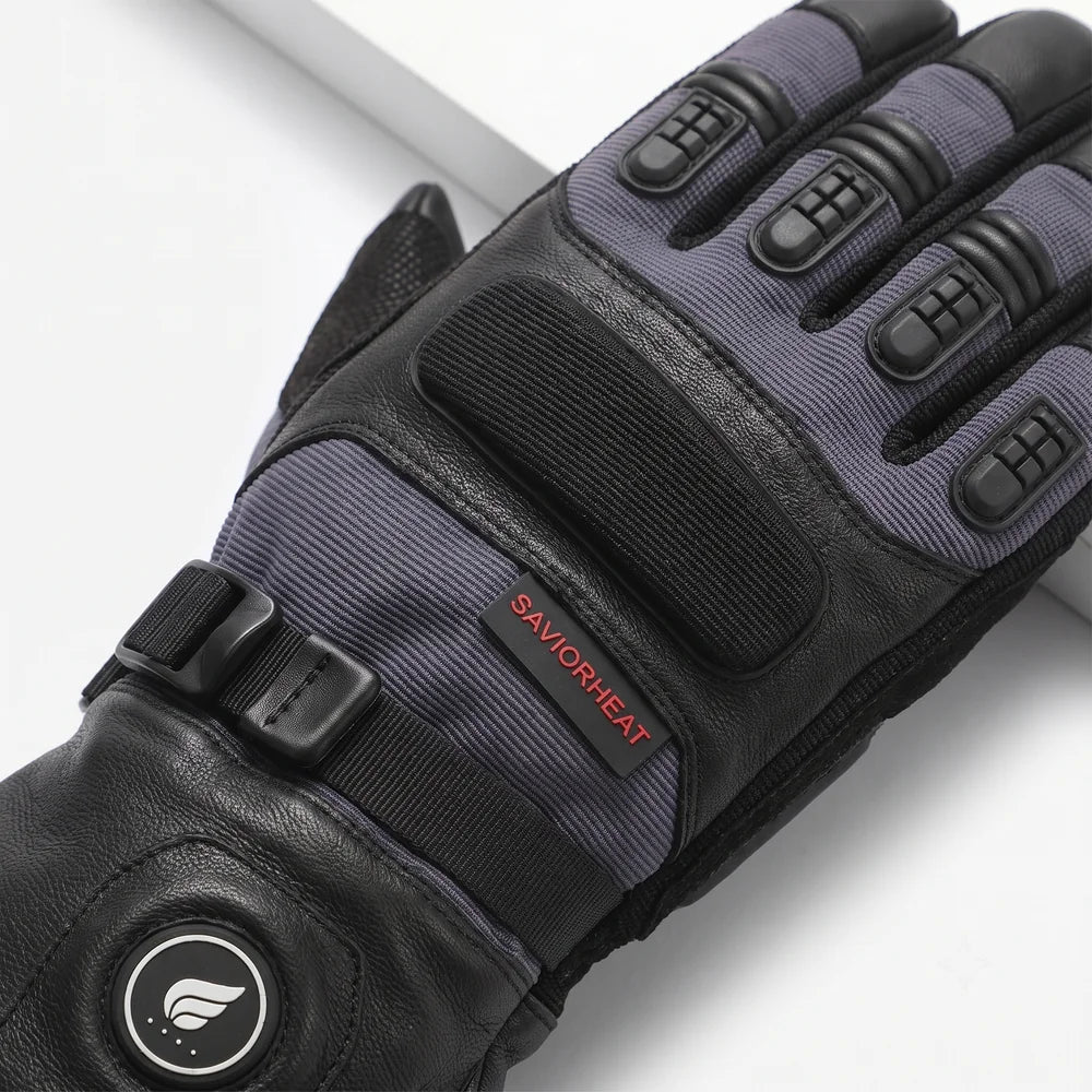 Savior Heat Goatskin Leather Heated Work Gloves - Pro Black in durable leather
