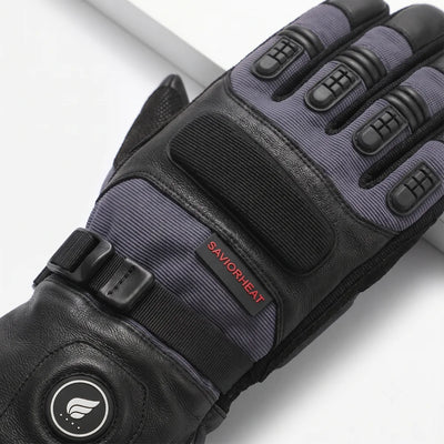 Savior Heat Goatskin Leather Heated Work Gloves - Pro Black in durable leather
