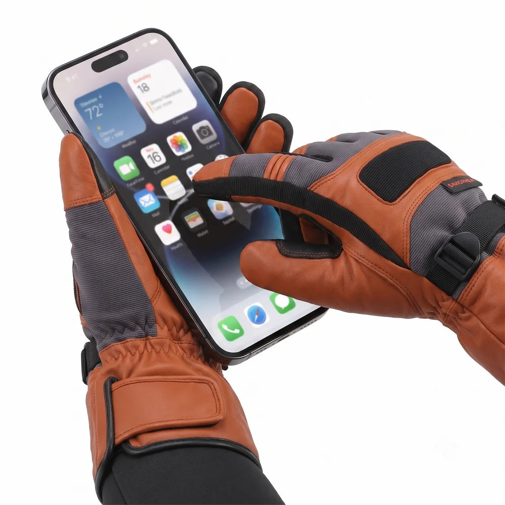 Savior Heat Goatskin Leather Heated Work Gloves - Classic Brown additional product view