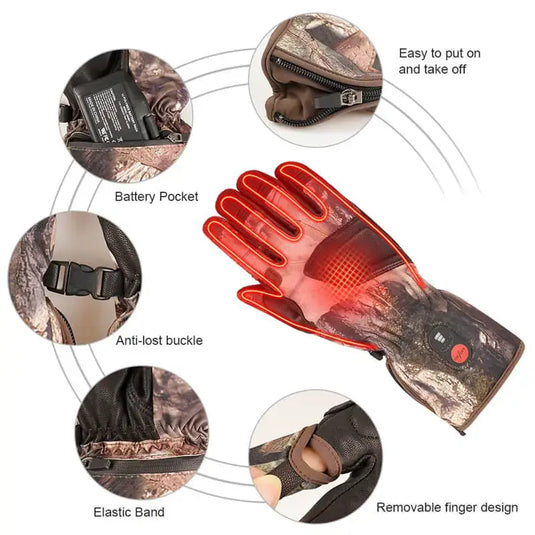【Upgraded】DUKUSEEK Electric Heated Camo Gloves Unisex for Hunting Fishing  Outdoor Work