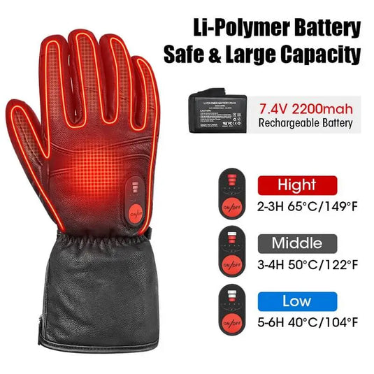 Black Leather Heated Gloves - SAVIOR Heat – Savior Heat Official® Store