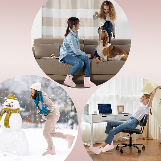 Savior Heat Shoes Foot Warmer with Rechargeable Battery Heating Pad Shoes Plush