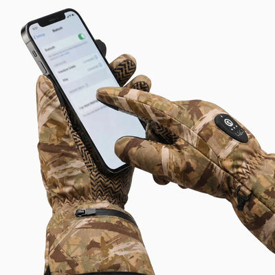 Touchscreen compatible fingertips on Marsh Camo Hunting Gloves
