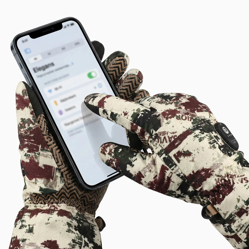 Touchscreen compatible fingertips on Rock Camo Hunting Gloves