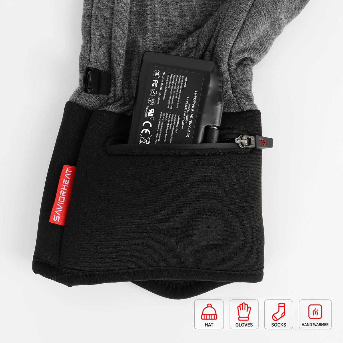 Batería recargable de iones de litio de 7,4 V y 2200MAH para calefacción, guantes, calcetines, sombrero, pasamontañas, máscara de esquí, ropa interior térmica (2 piezas incluidas)