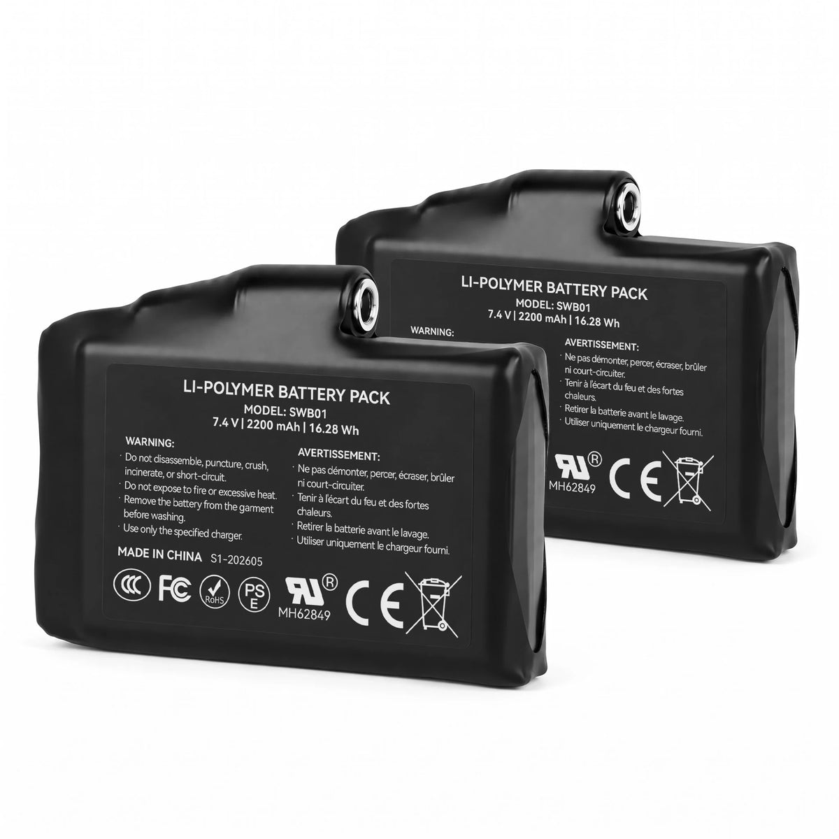 Spare Battery Pack for Heated Gloves, Socks & Hats
