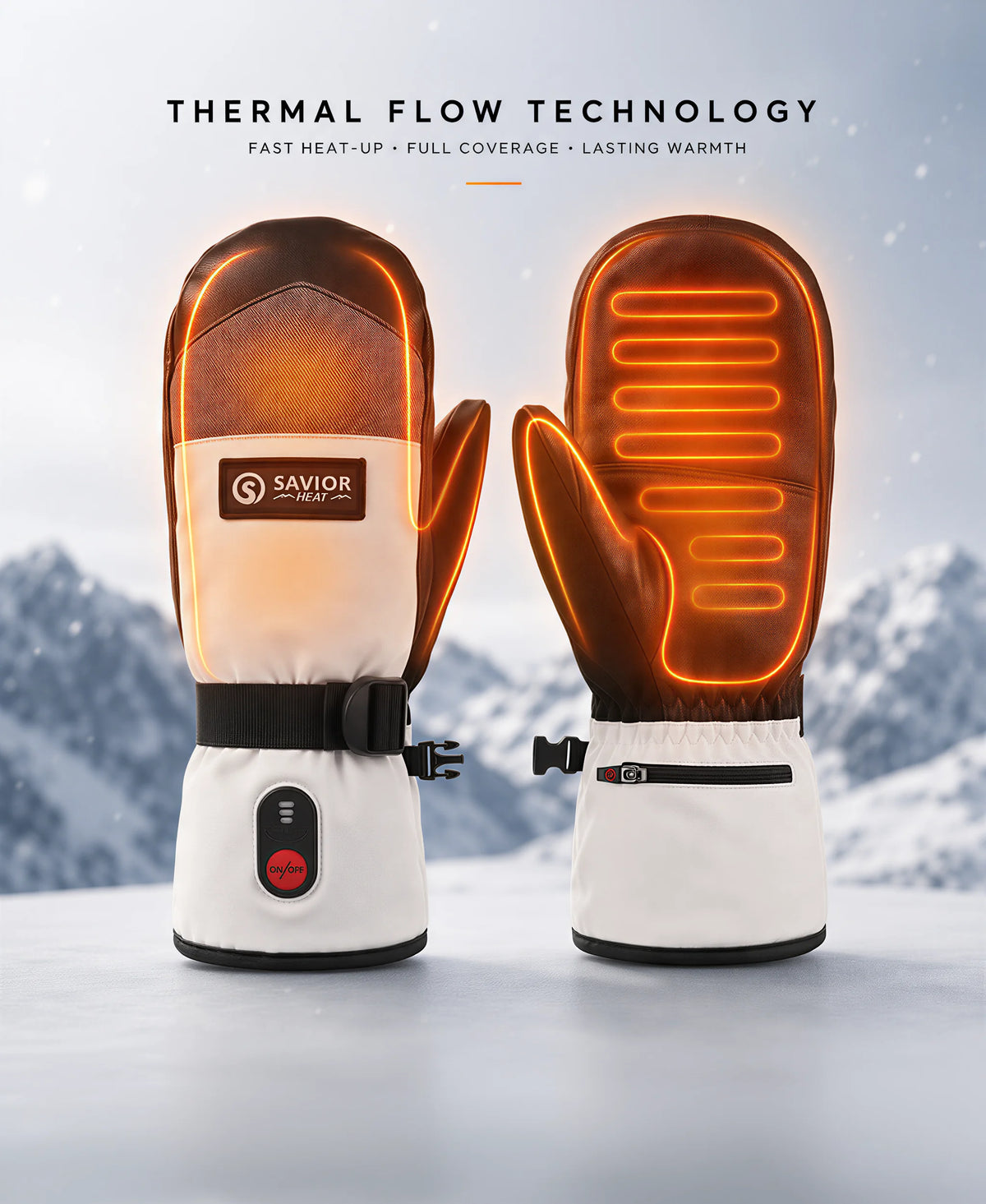 SAVIOR HEAT heated mittens with Thermal Flow Technology for lasting warmth in cold conditions