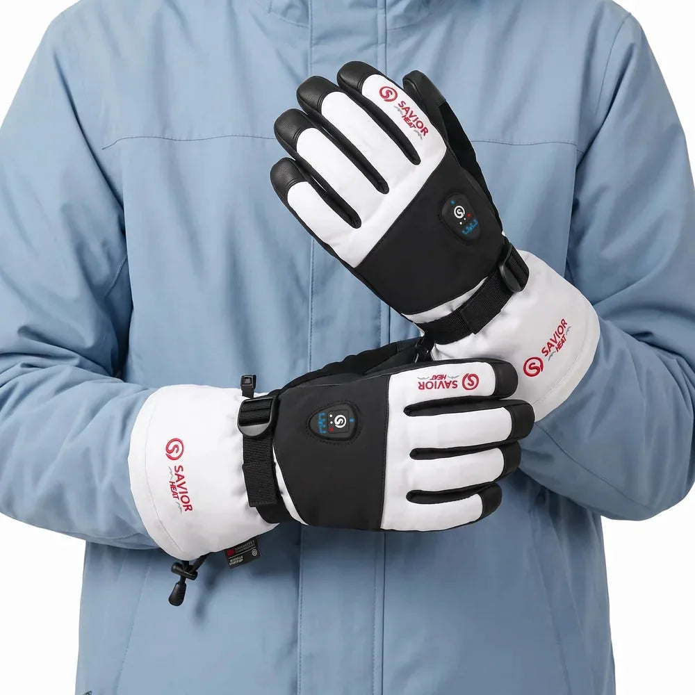 Savior Heat SKGP01FW App Control Heated Ski Gloves 2.0 worn by model