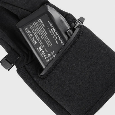 Concealed battery storage pocket on heated glove liners