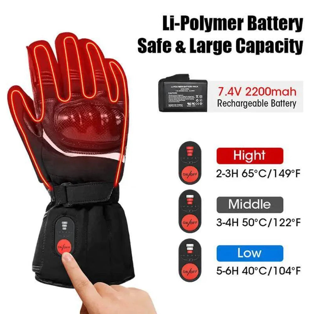 Heat setting control on Heated Motorcycle Gloves