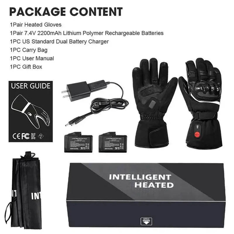 Load image into Gallery viewer, Heated Motorcycle Gloves package contents
