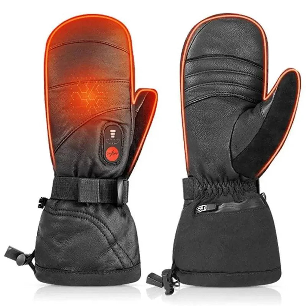 Material detail of Full Leather Heated Mittens
