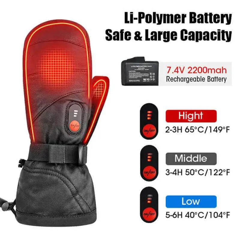 Load image into Gallery viewer, Full Leather Heated Mittens detail view
