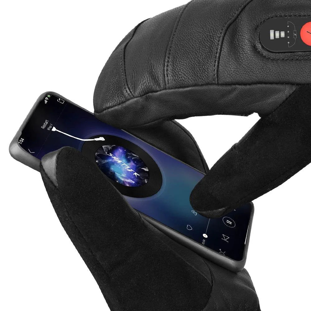 Full Leather Heated Mittens detail view