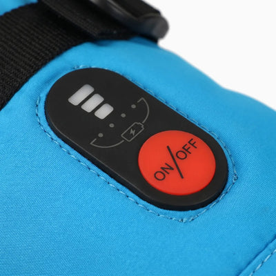 Heat setting control on Kids Heated Gloves Blue