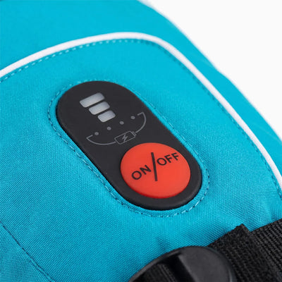 Adjustable cuff detail of Kids Heated Mittens Blue