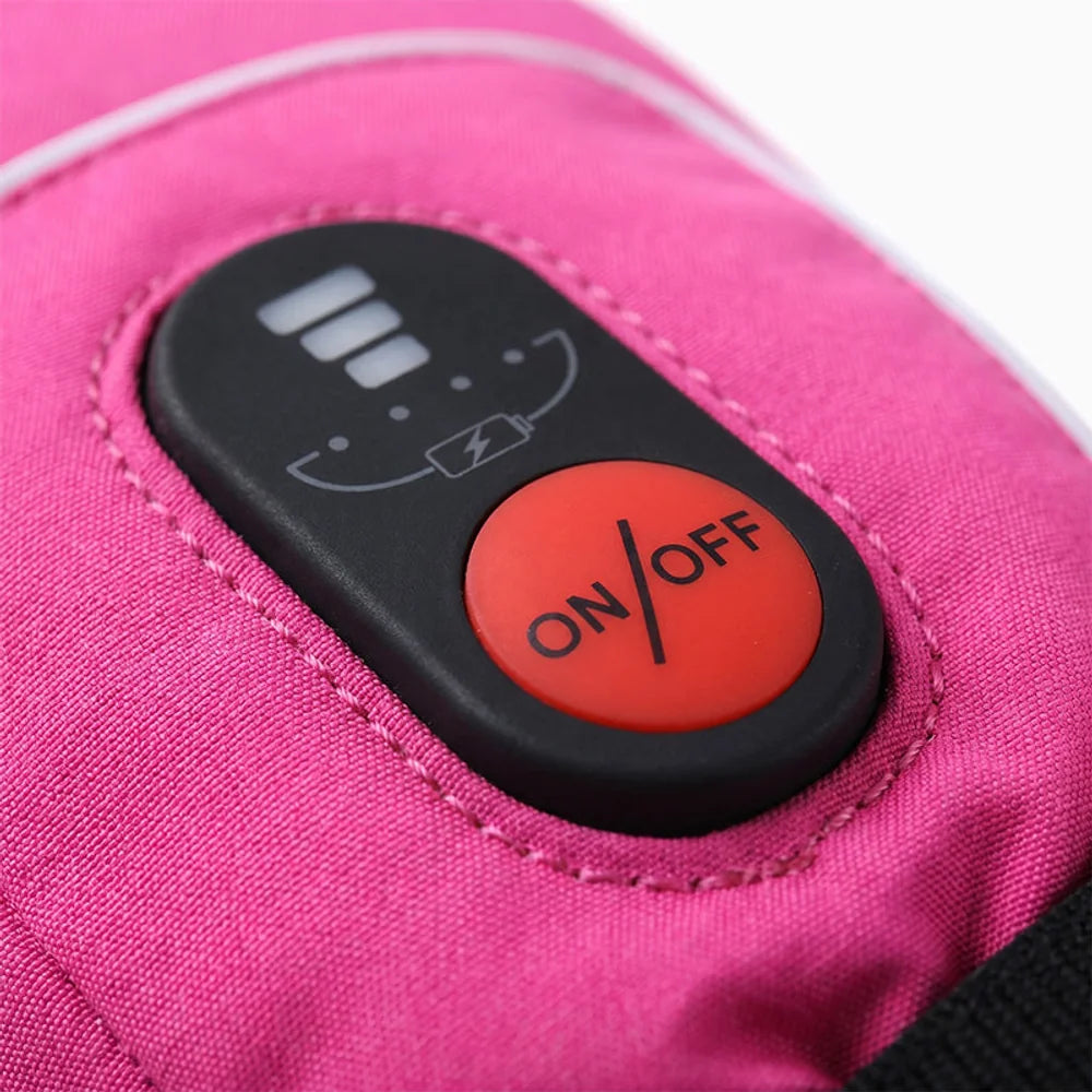 Adjustable cuff detail of Kids Heated Mittens Pink