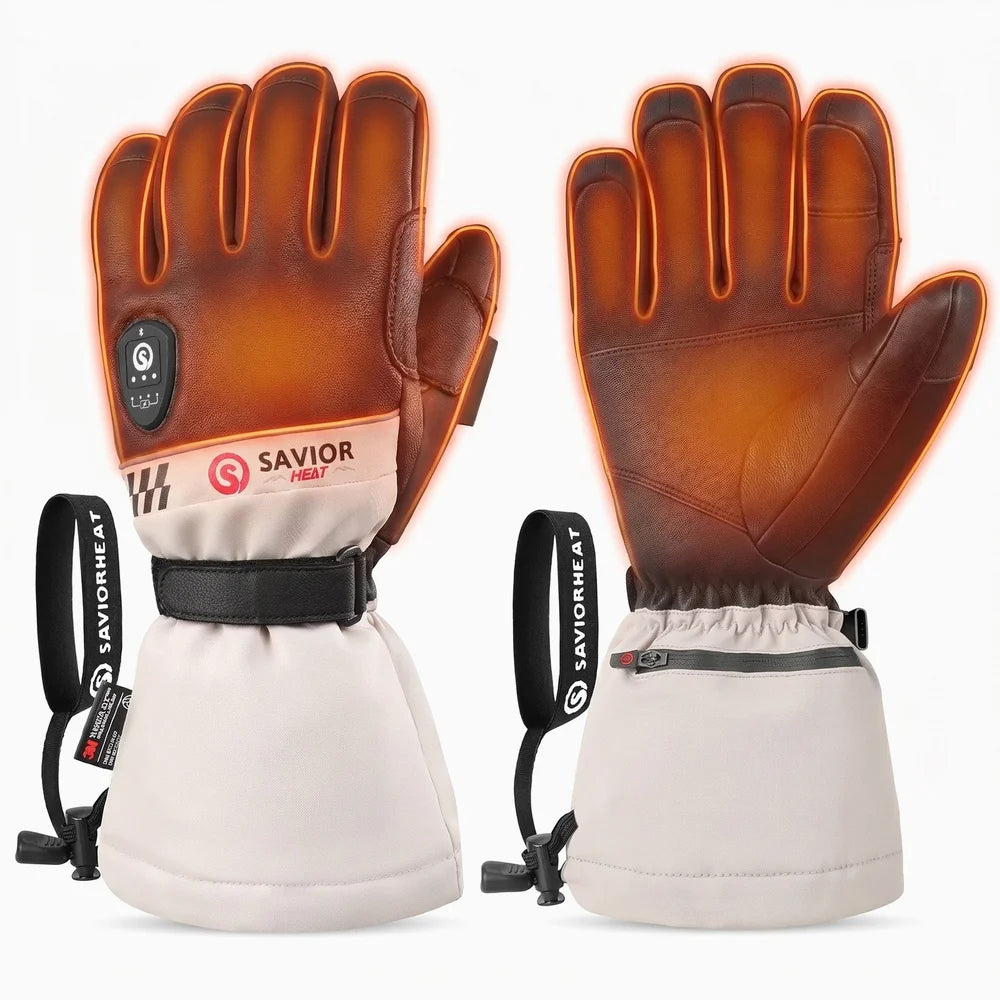 Heating zone coverage on Goatskin Heated Ski Gloves