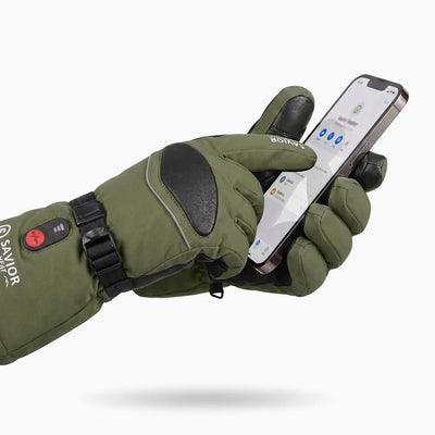 Touchscreen compatible fingertips on Heated Ski Gloves