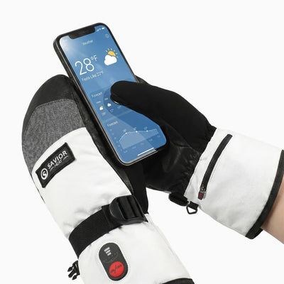 Touchscreen compatible fingertips on Heated Snow Mittens