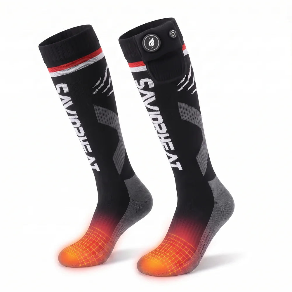 Heating zone coverage on Savior Heat Magsnapic Charge Smart Heated Ski Socks