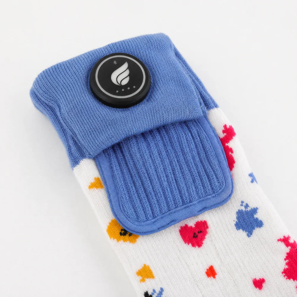 Savior Heat Monster-Print Kids Heated Ski Socks for skiing and snowboarding