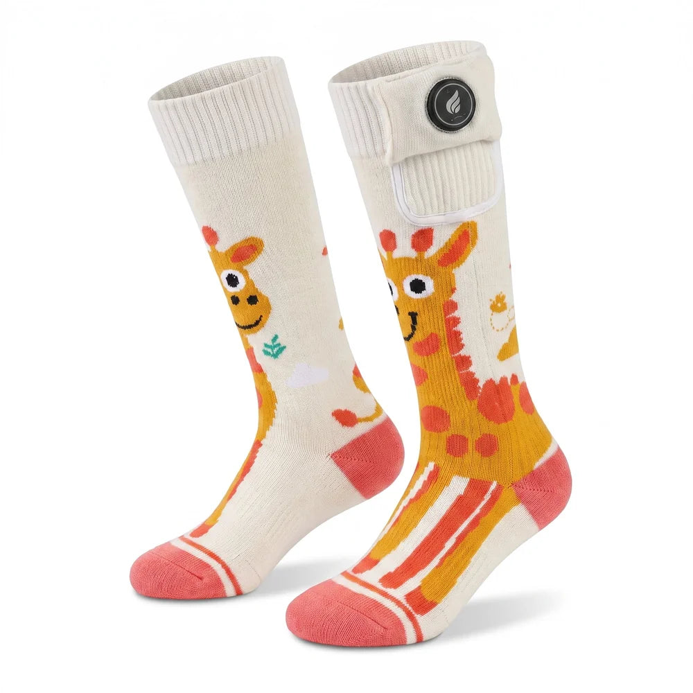 Savior Heat Giraffe-Print kids Heated Ski Socks main product view