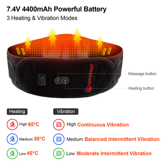 Heating Pad for Back Pain Relief - Battery Operated Back Massager with Heat  with 3 Adjustable Heating and Massage Modes, Back Heat Support Belt for  Men, Back Pain Relief Products for Women