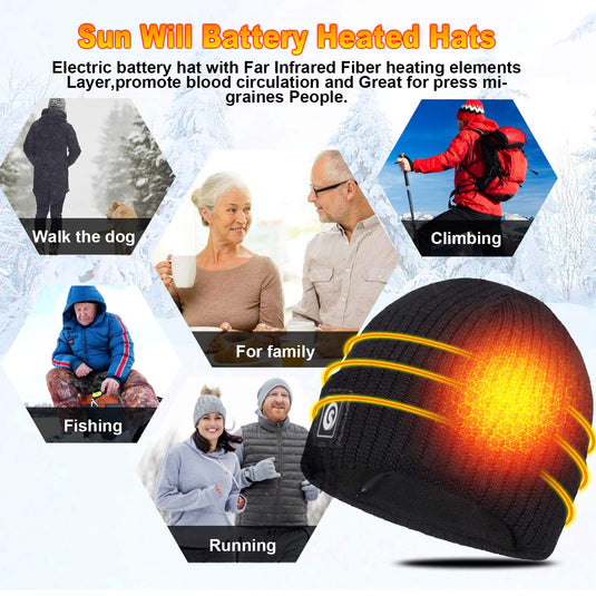 Chapeau chauffant hommes femmes batterie électrique hiver chaleur ski chapeau