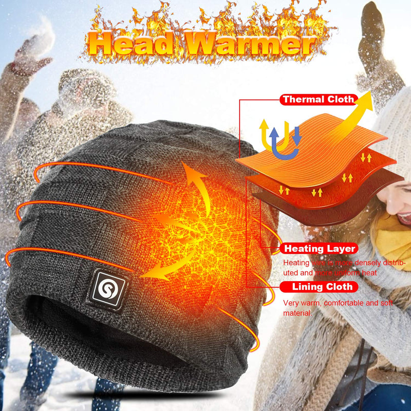 Cargue la imagen en el visor de la galería, Sombrero calefactable Hombres Mujeres Batería eléctrica Invierno Calor Sombrero de esquí
