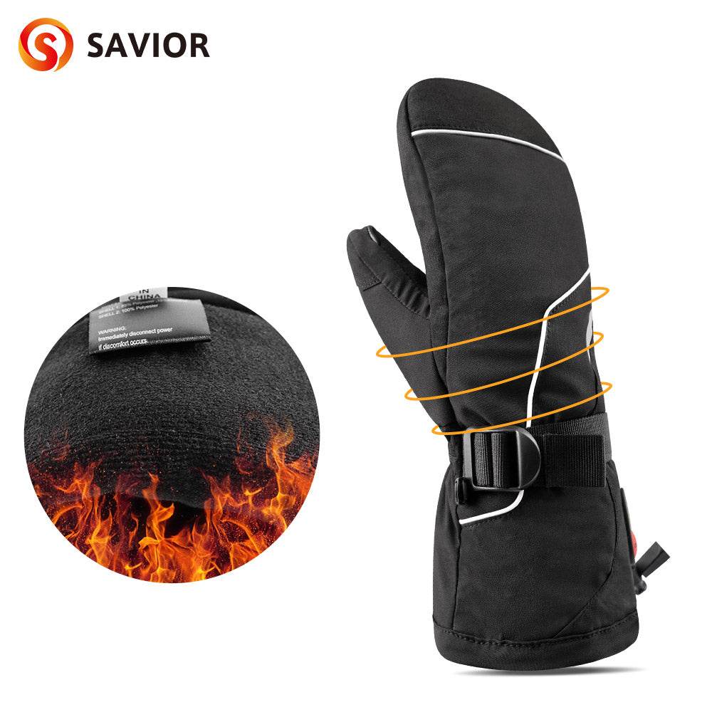Savior Winter Warm Sport Snow Ski Heated Mittens Gloves for skiing and snowboarding